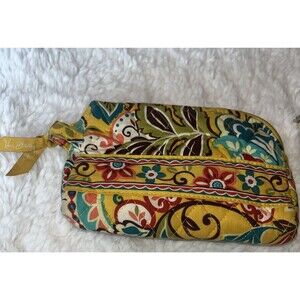 Vera Bradley Makeup Bag Yellow Floral Cosmetic Travel Case Zip Up